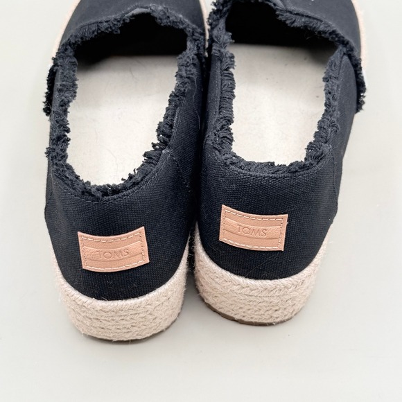 TOMS Alpargata Mallow Black Canvas Frayed Platform Espadrille 10019795 Womens 9 - Picture 4 of 6